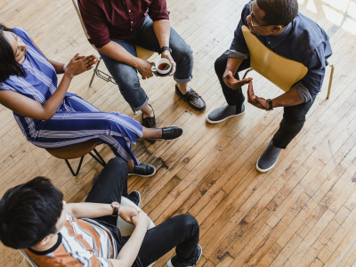 Diverse people in a support group