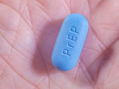 Pills for Pre-Exposure Prophylaxis (PrEP) to prevent HIV with PrEP acronym engraved